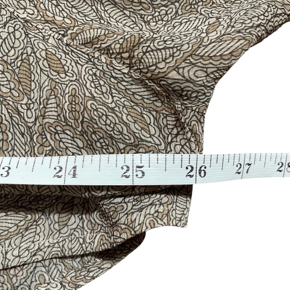 Apostrophe Sheer Layering Leaf Pattern Half Button Blouse in Brown & Tan 24W - Picture 5 of 8